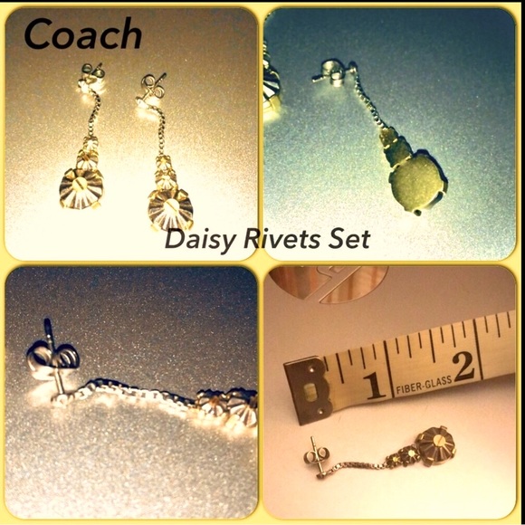 RARE! Coach Legacy Western Daisy Rivets 1.5” Long Hanging Danging Earring♥️🎉 - Picture 4 of 4